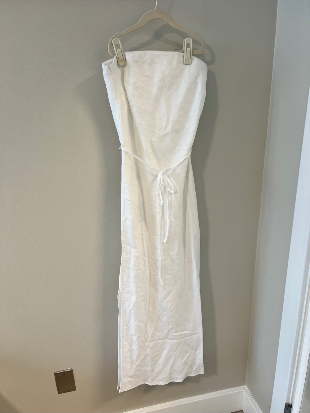100% linen strapless dress